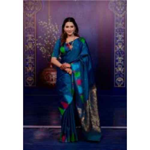 Peacock Blue & Green Temple Glow Premium Soft Silk Saree Collection