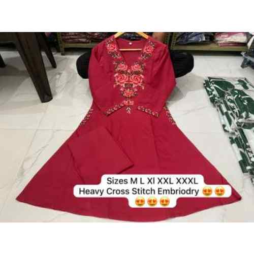 Deep Red / Rani Red cotton coordinate set