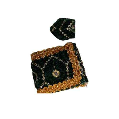 Emerald Green Velvet Zari Work Laddu Gopal Vastra Set