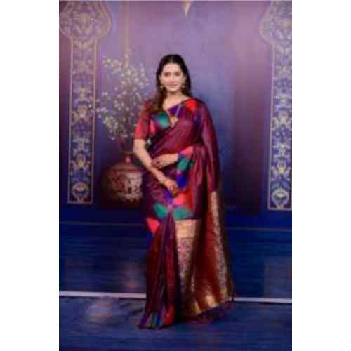 Maroon Wine & Gold Temple Glow Premium Soft Silk Saree Collection