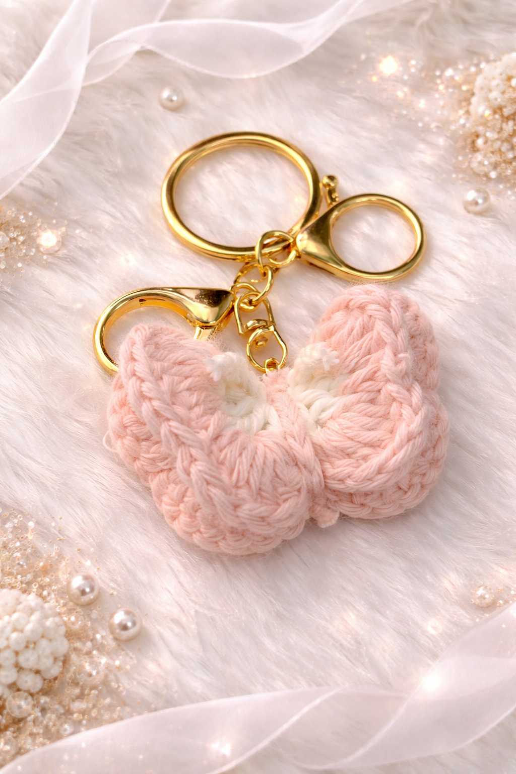 Crocheted butterfly keychain