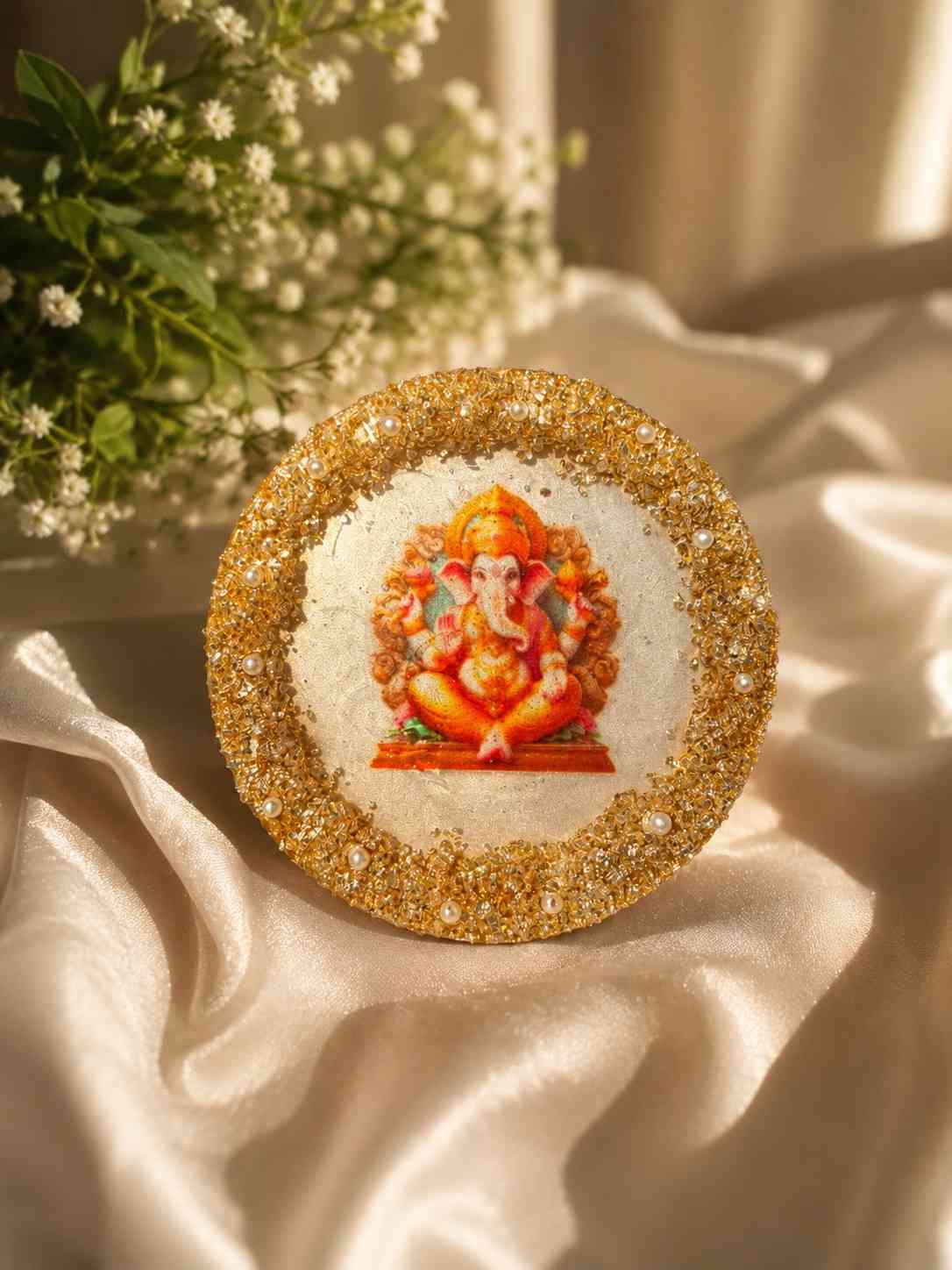 Shree Ganpati Resin coaster (with stand)