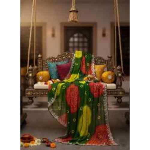 Gopi-Lajja Jodhpur Bandhani Pure Georgette Saree